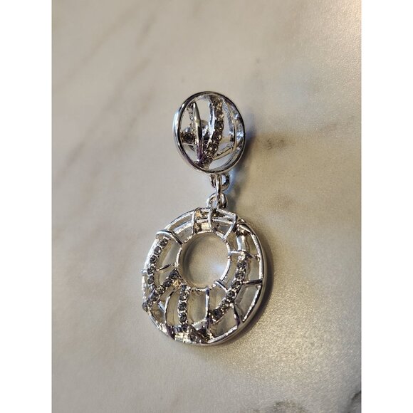 Gloria Vanderbilt Silver Dangle Earrings With Modern Circular Design For Women - Picture 4 of 5